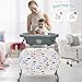 BABY JOY Baby Bathtub with Changing Table, Foldable Infant Diaper Changing Station with Storage Tray, Waterproof Pad, Portable Newborn Nursery Organizer Bath Stand with 4 Universal Wheels (Gray)