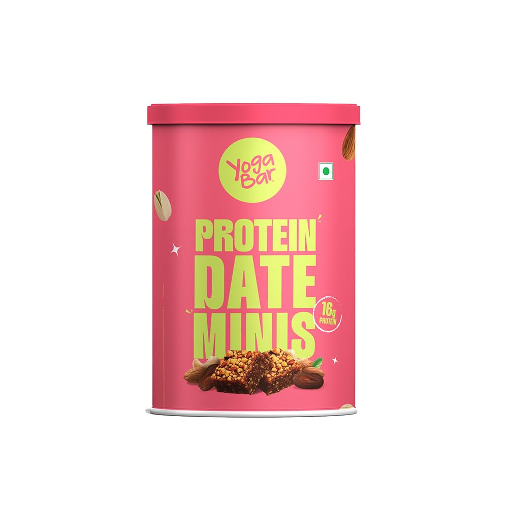 Yogabar Protein Date Bites Minis – 3g Protein each, No Refined Sugar, Dates & Nuts Snack – 200g Pack (10 x 20g)