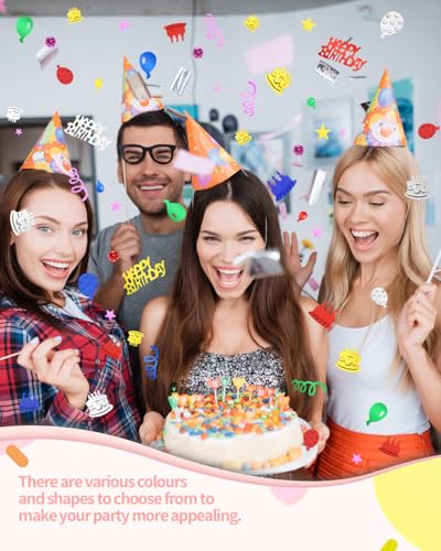 Image of 1500 PCS Happy Birthday Confetti, Multi-Color Birthday Confetti Metallic Foil Balloon Confettis, Table Decorations for Party, Baby Shower, DIY Arts and Crafting
