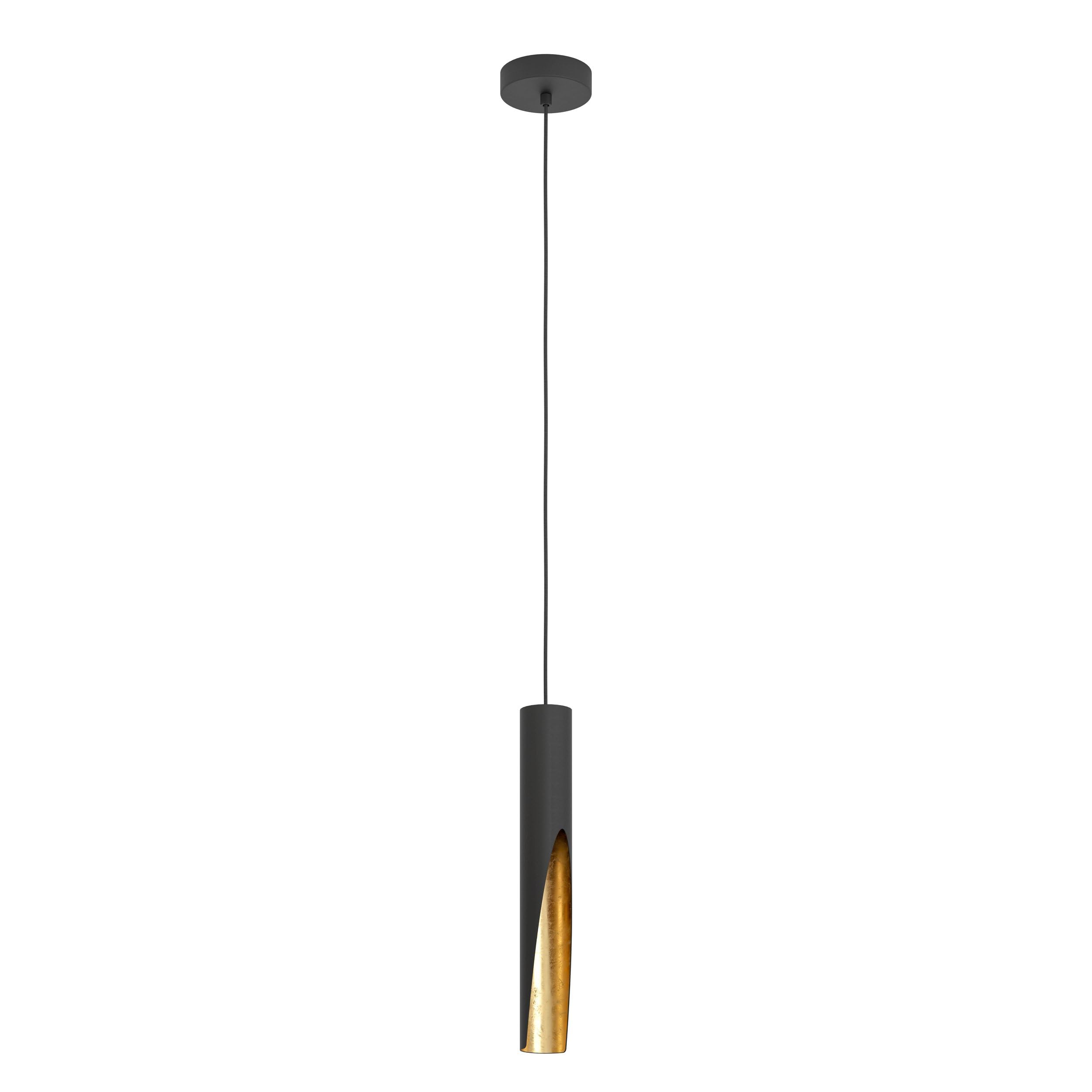 EGLO Barbotto Black & Gold Steel Modern Pendant Light - Tubular Design