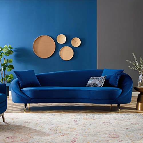 Modway Echo Curved Back Performance Velvet Sofa In Navy #TOP2