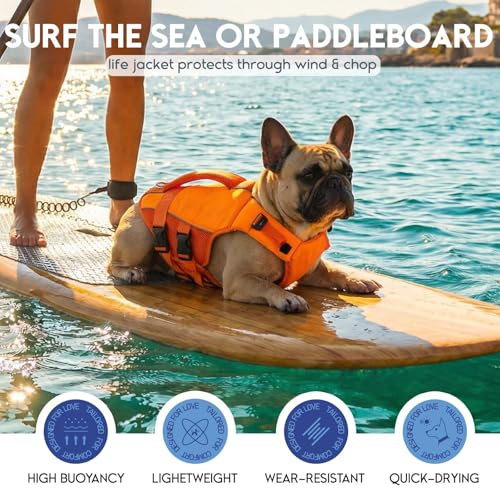 ASENKU Schwimmweste Hund für Kleine Hunde XS,Verstellbar & Ripstop Hundeschwimmweste,Rettungsweste für Hunde mit Griff und Reflektierend zum Chihuahua, Dackel, Französische Bulldogge,Labrador