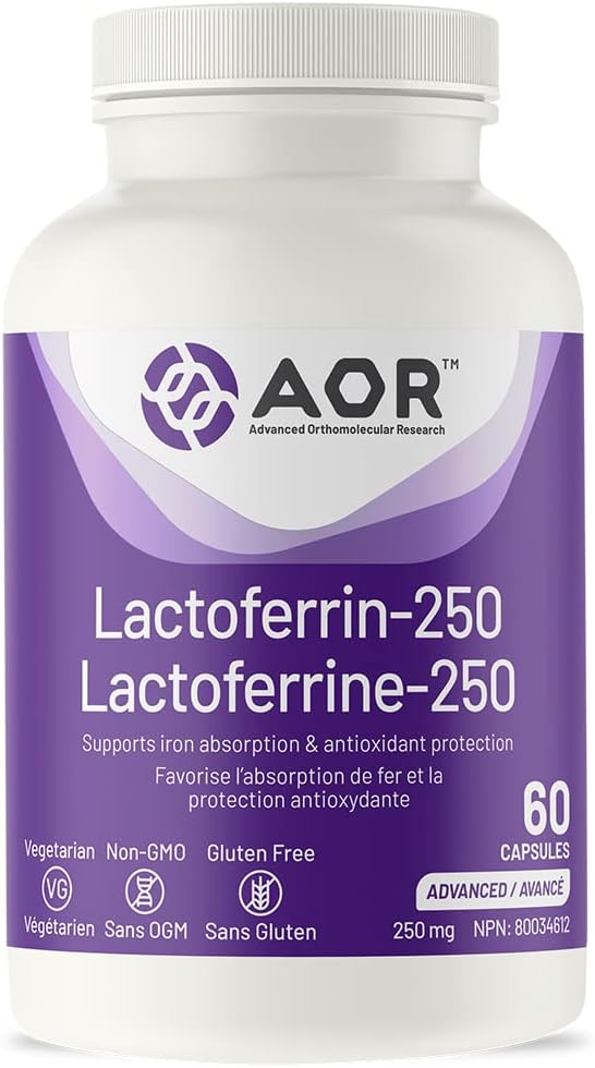 AOR Lactoferrin250mg, 60 Capsules Lactoferrin Supplements for Iron