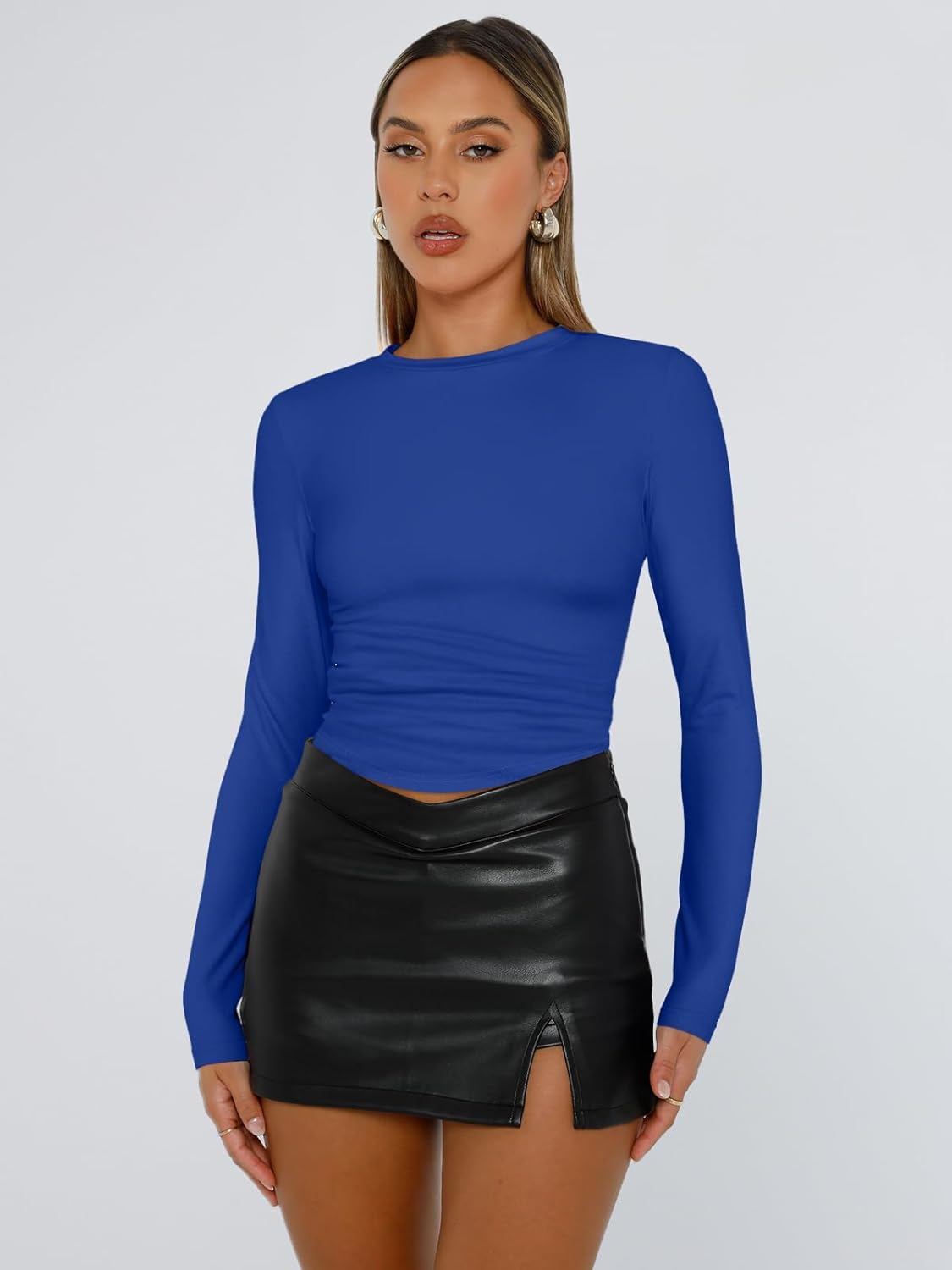 Trendy Queen Womens Long Sleeve T Shirts Fall Fashion 2026 Basic Crop Tops Going Out Outfits Y2k Clothes - Image 2