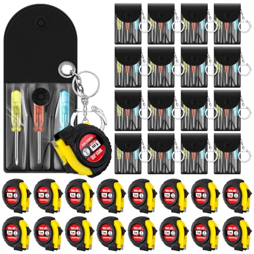 Image of 48 Pcs Mini Screwdriver Tape Measure Keychains Set Mens Gift Bulk for Dad Adult Christmas Tool Birthday Party
