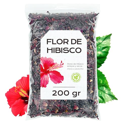 Flor de Jamaica para Adelgazar 200g - Te de Hibisco para Reducir Hinchazon de Barriga - Infusion Antioxidante y Natural para Bajar de Peso - Te Frio Detox para Aliviar Inflamacion