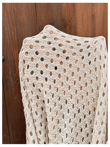 Women's Crochet Hollow Out Sweater 3/4 Sleeve Knit Pullover Summer Boho Tops Concert Outfits4
