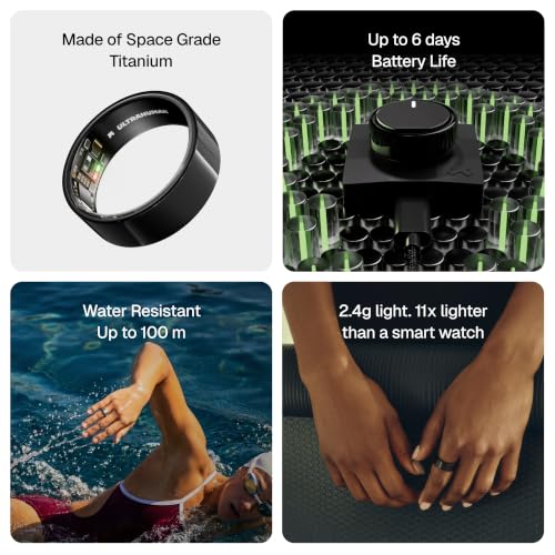 Image of ULTRAHUMAN Ring AIR - Aster Black - Size 8 - Smart Ring | No App Subscription Fee | Size First with Sizing Kit | Sleep, Activity & Heart Rate Tracking | Fitness Ring for Men & Women