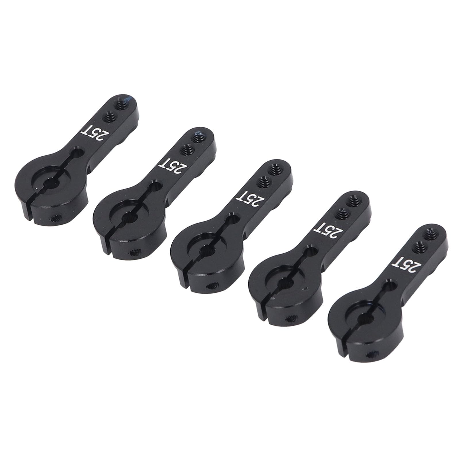 Aluminum Servo Horns 25T M3 Threads Metal Steering Arm 35mm Long 5Pcs Durable Precise Fit for RC Car Truck Airplane (Black)