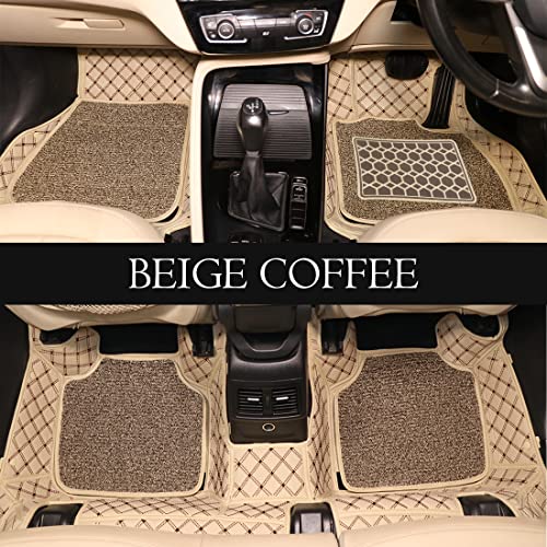 Image of Antiskid Premium 7D Car Mat Full Set for Toyota Etios 2010-16 || Luxury Leather Dual-Stitch Full Set 7D Car Floor Mat || 100% Waterproof ||Color: Beige Beige
