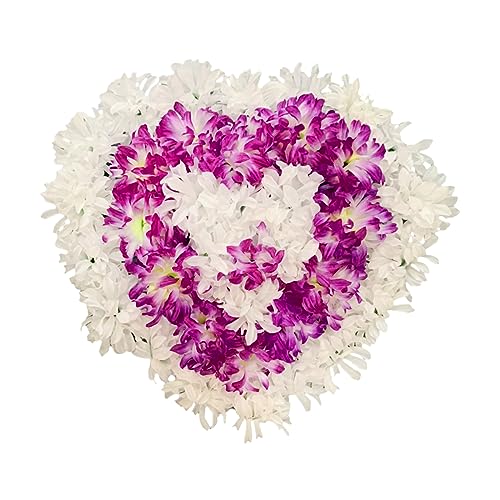 Arreglos de Flores Funerarias de Seda Artificial, Corona de Hortensias de Crisantemo, Corona Conmemorativa de Tributo en Forma de Corazón para Sacrificio de Tumbas(#5)