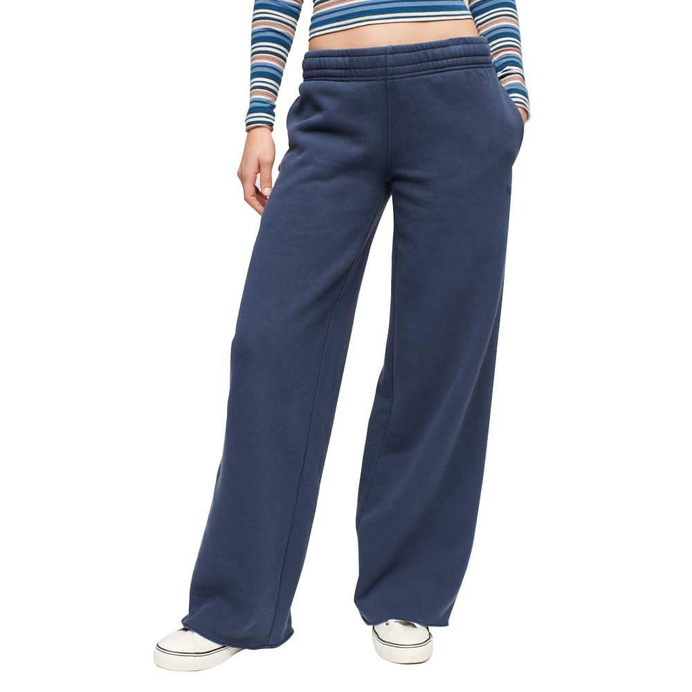 Superdry Women's Vintage Wash Straight Jogger Pants, Lauren Navy, UK 14
