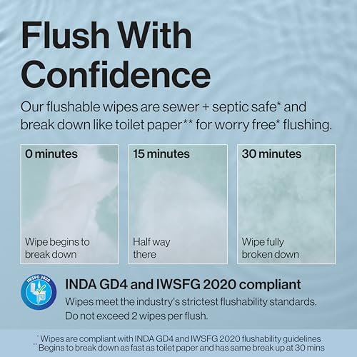 Image of The Honest Company Hypoallergenic Flushable Wipes for Sensitive Skin, Tropical Leaves, 126 Count