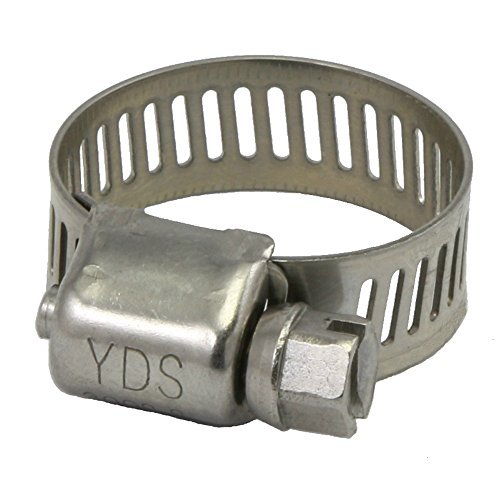 YDS All 300 Grade Stainless Steel Mini Hose Clamp, Worm-Drive, SAE Size 6, 1/2" to 7/8" Diameter Range, 0.35 Bandwidth (Pack of 10)
