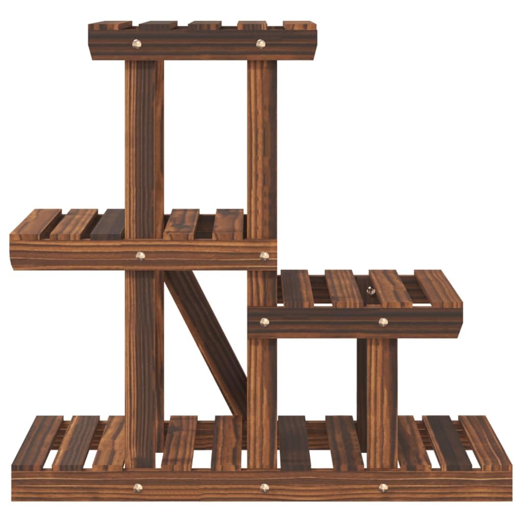 SYDE Supporto per fiori in legno di abete, 58 x 25 x 51 cm | Carbonizzato artigianale, resistente all'umidità, uso interno ed esterno, fissaggio a parete incluso