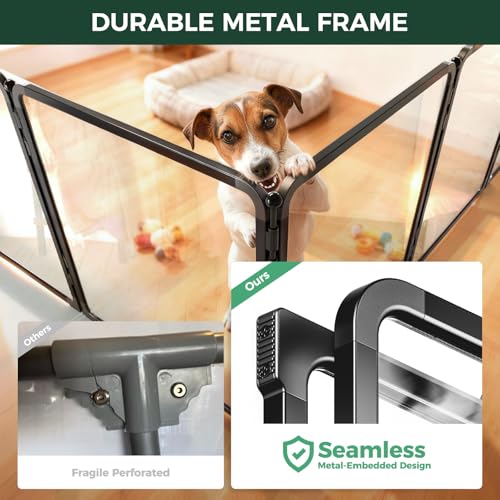 FXW AuraSpace Pro Acrylic Indoor Dog Playpen, Heavy-Duty with Metal Frame, 24" Height 8 Panels for Puppies & Small Dogs, Black│Patented - Image 5