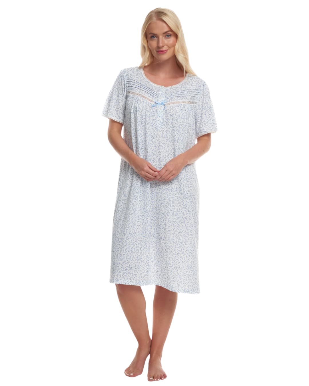 Suzy & Me Ladies Jersey Short Sleeve Printed Nightdress (BLUE 24-26)
