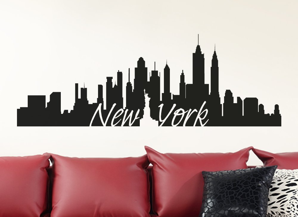 Wandora Graz Design W1366 - Adesivo da parete, motivo panorama di New York, 100 x 35 cm, per soggiorno, autoadesivo
