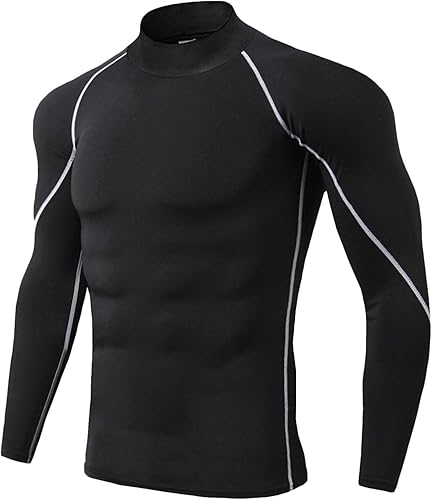 Mens Compression Shirts Long Sleeve Activewear Tops Athletic Baselayer Undershirt Gear T-Shirt for Sports Workout