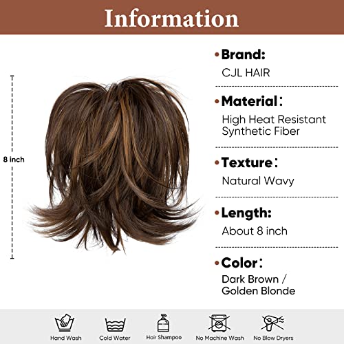 CJL HAIR Claw Clip Short Ponytail Hair Extensions Bendable Metals Messy Bun Hair piece Straight Fake Hairpieces - Image 2