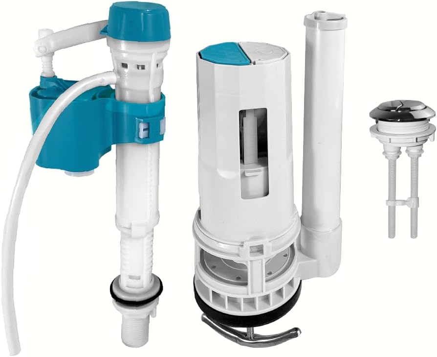 2-Inch Top Dual Flush Valve Repair Kit for One Piece Toilet (10"-13" Tank Height) - Fits 2.44"-2.83" Drain Holes | Includes 2-Inch Flush Valve, 2.2" Thread Push Button, Fill Valve 2-Inch Diameter Drain Hole