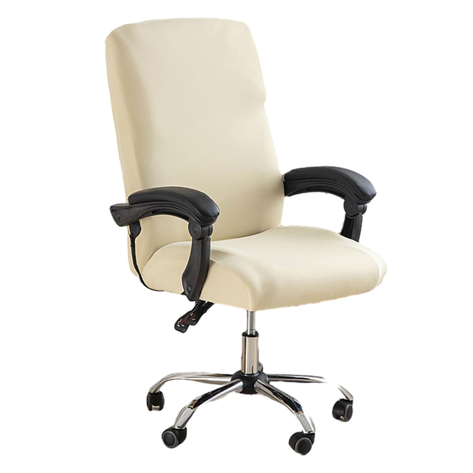 Highdi Color Sólido Funda para Silla de Escritorio Giratoria, Funda Universal para Silla de Ordenador Elastica Fundas para Sillas Ajustables de Oficina Fundas Silla Gaming (Blanco Crema)