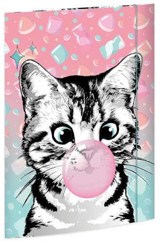 RNKVERLAG Zeichenmappe Sweet Cat 320 x 430 mm für Formate bis DIN A3 mit Gummizugverschluss 1 Stück