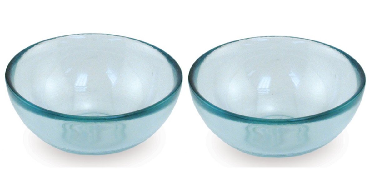 Recycled Glass Clear Green Serving Bowl For Soup, Cereal or Your Keys in the Entryway,14cm (Pack of 2)