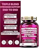 MEGNETA Nattokinase Supplement 12,000 FU (Max Strength) Serrapeptase 360,000 sPU, Lumbrokinase 10,000 FUV & CoQ10 -Systemic Enzymes Complex for Cardiovascular & Circulatory Health Support-100 Capsule