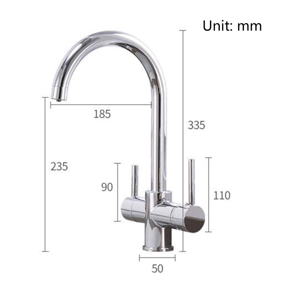 3-Wege-wasserfilter-küchenarmatur, verchromtes Messing, 3-in-1-wasserhahn, heißes und kaltes direkttrinken, Filtration, küchenarmaturen-b