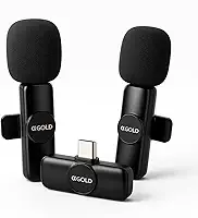 Microfone de Lapela Sem Fio Tipo-C Duplo MCF-07 | Plug & Play compatível com Android USB-C e Iphone USB-C | Alcance até 20 m | Som Nítido e Estável