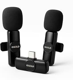 Microfone de Lapela Sem Fio Tipo-C Duplo MCF-07 | Plug & Play compatível com Android USB-C e Iphone USB-C | Alcance até 20 m | Som Nítido e Estável