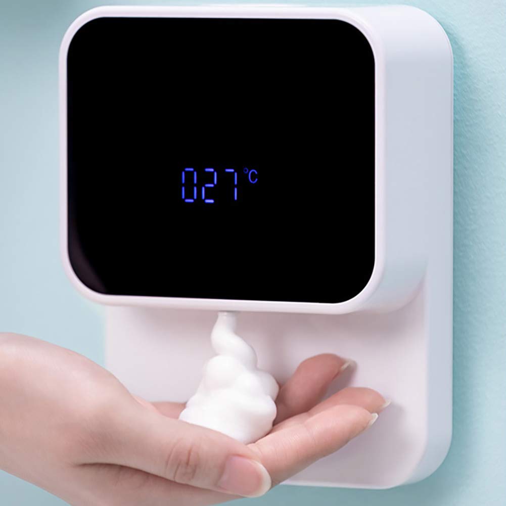 Impermeabile Sensore A Infrarossi Ricaricabile USB Distributore Di Sapone,Per La Cucina Bagno,Nessuna Foratura Automatico Distributore Di Sapone Di Schiuma-Bianco 16x12x6 3 Cm