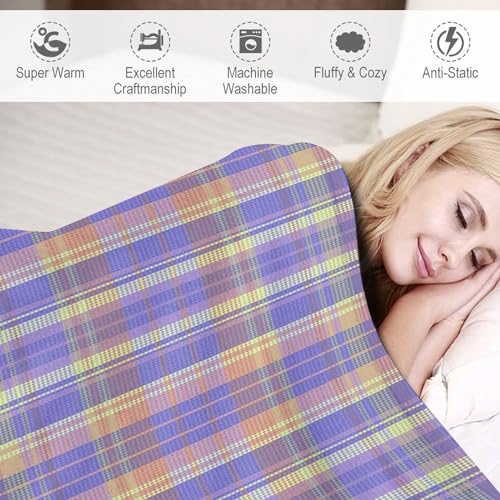 Couverture de lit violette écossaise idéale pour vos soirées cocooning - 5