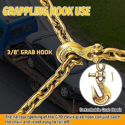 G80 Transport Binder Chain 3/810 ft|Lifting Chain with 7100 lbs Working Load Limit|Log Safety Towing Chains Extension for Flatbed Trailers,Truck,Boat|Tow Tie Down Binding Accessories