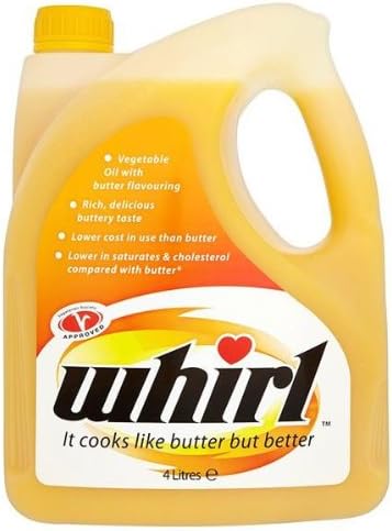 Whirl Vegetable Oil with Butter Flavouring for Cooking, Baking and Frying (Original, 1 x 4 Litre)