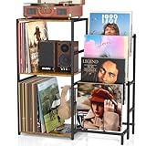 Record Player Stand, Turntable Stand with 4-Tier Vinyl Record Storage, Record Player Table Storage up to 200+ Albums, Record Player Cabinet with Vinyl Display Holder Shelf, vinyl Table for Living Room