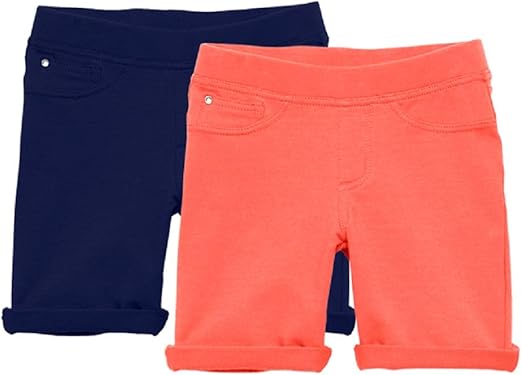 Amazon Com Kidpik Shorts For Girls 2 Pack Kids 5 Pocket Knit Bermuda Spring Or Summer Shorts Clothing Shoes Jewelry