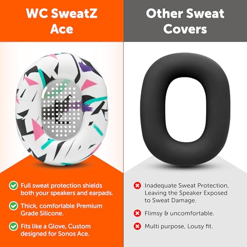 Funda para almohadillas de auriculares WC SweatZ Ace para Sonos Ace | Hecha por Wicked Cushions | Silicona premium, resistente al sudor y lavable fácilmente | Blanco años 90 miniatura 3