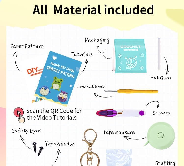 Miniatura 7 de NDEMl Kit de ganchillo de 3 piezas que incluye pingüino, búho, rana, materiales de bricolaje para principiantes con tutoriales en video paso a paso