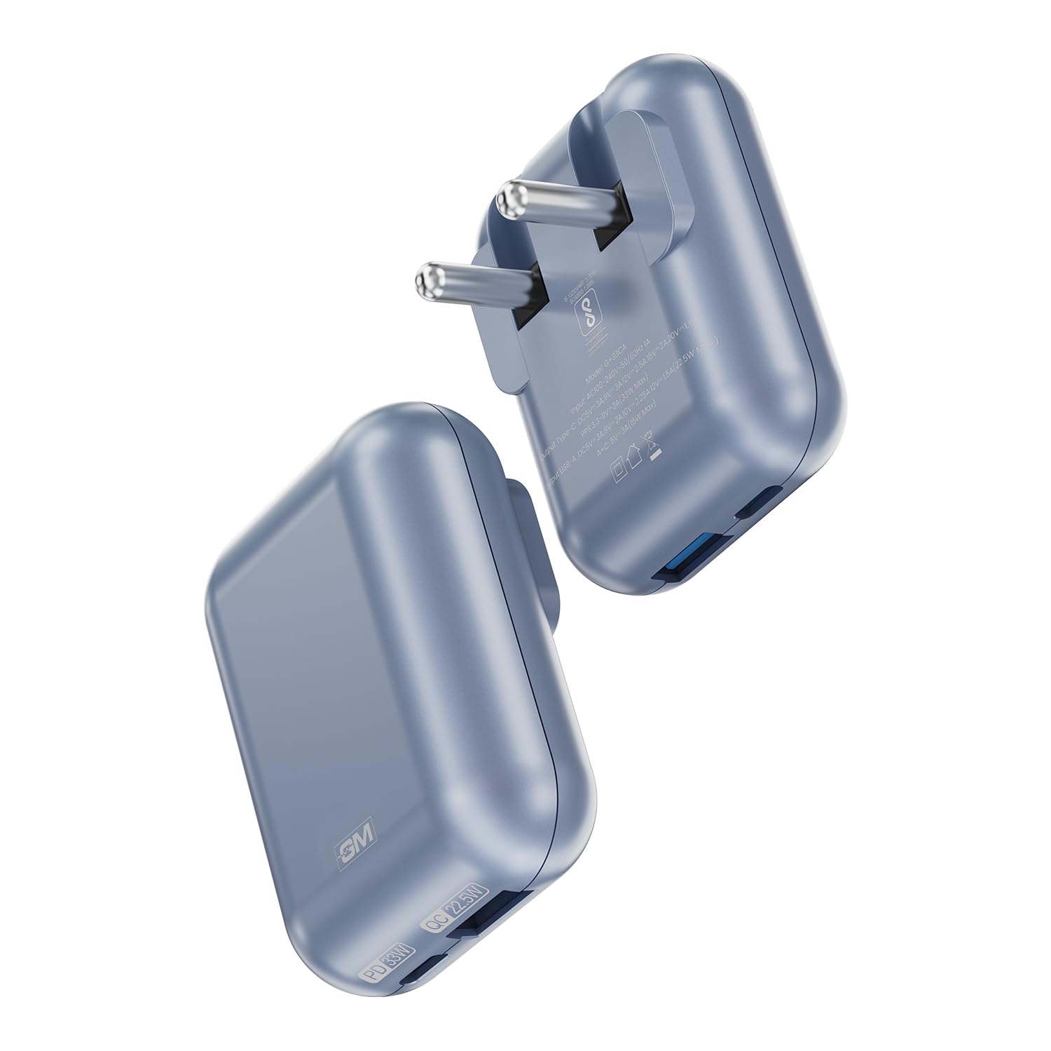 GM 33W Spyder GaN Charger | Compact Dual-Port Fast Charger with Foldable Indian Pin | GaN Technology | Protection Features | Type-C PD & USB-A Output | Compatible with All Smartphones and Tablets-image-25