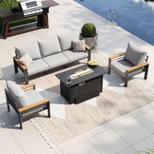 Aoxun Aluminum Patio Furniture Set with Fire Table