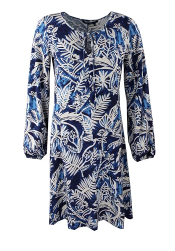Marc Aurel Kleid Langarm Rundhals Muster blau Größe 42