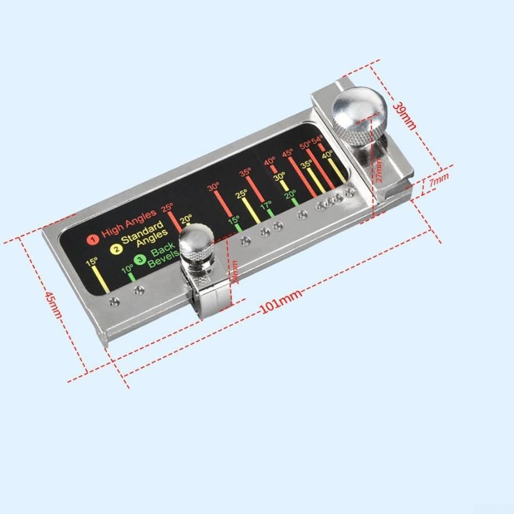 Guide d'affûtage pour le travail du bois avec angle réglable pour ciseaux et rabots avec construction robuste en alliage d'aluminium et support d'affûtage stable