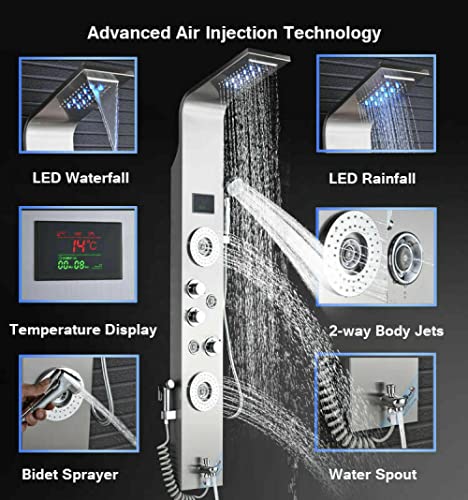 Columna de Ducha en Acero Inoxidable con Sistema de Masaje LED y Jets miniatura 4
