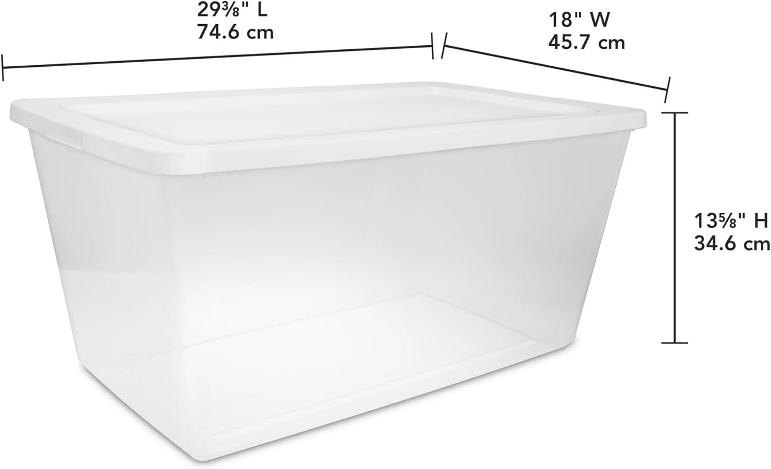 (2-Pack) Large 90 Quart Storage Bins, Clear Plastic Storage Containers with Secure Snap-On Lids, White
