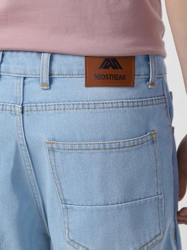 Image of Neostreak Men's Loose Baggy Fit Heavy Washed Jeans Non-Stretchable