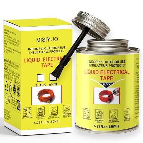 MIsiyuo 5.29 oz Liquid Electrical Tape, Waterproof Sealing Glue with Brush Cap, Insulating Sealant for Electrical Connections, Plugs, Circuit Boards, Marine & Automotive Use (Black)