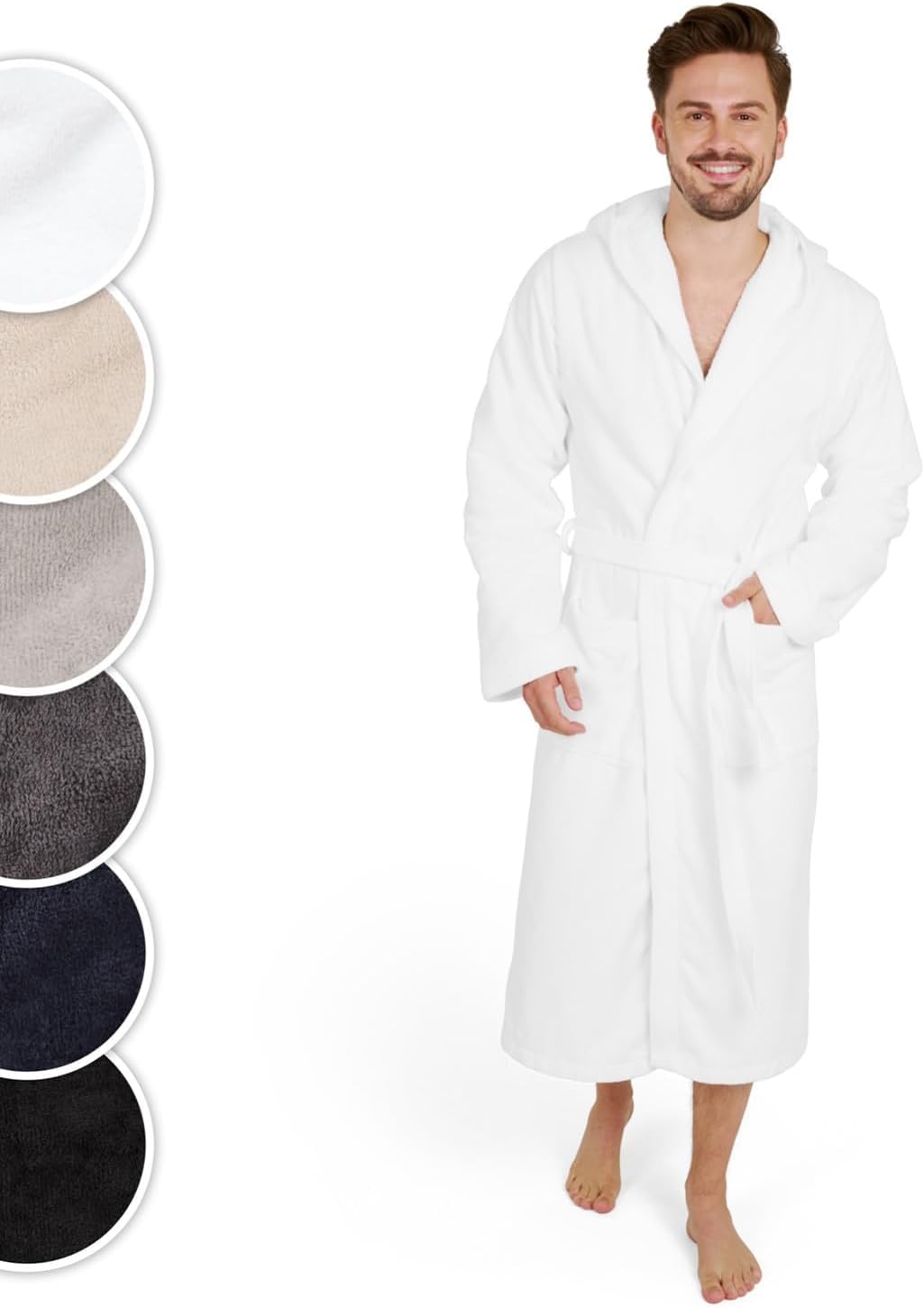 Blumtal Herenbadjas 100% Katoen - Zachte Badjas Met Capuchon, Zakken En Rits - Absorberend & Comfortabel