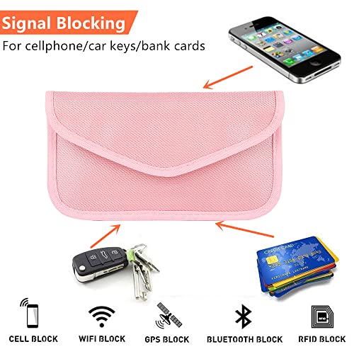 Image of Faraday Key Fob Protector (2 Pack), Premium Faraday Bag /Pouch, Car Key Signal Blocker, Signal Blocking Bag for Cell Phone Privacy P (Pink)